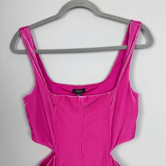 AFRM | NEW Paradiso Hot Pink Velvet Cutout Mini Dress Women’s Size Medium - Picture 4 of 10